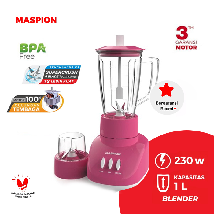 Maspion Blender Plastik Anti Pecah 2in1 1 Liter - MT1282PL | MT-1282 PL